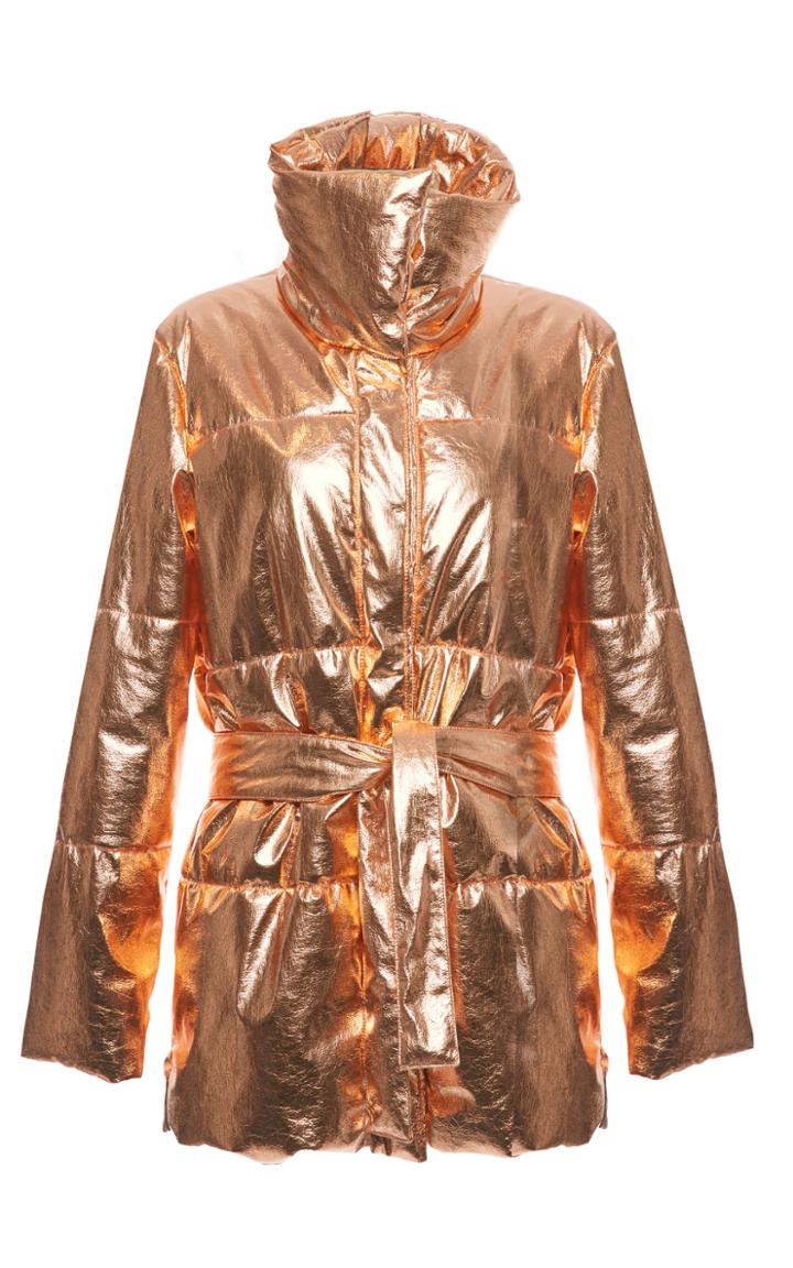 Msgm Lunar Long Metallic Puffer Coat