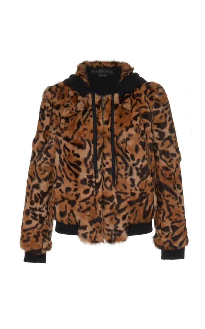 Pologeorgis The Davis Leopard Print Fur Sweatshirt