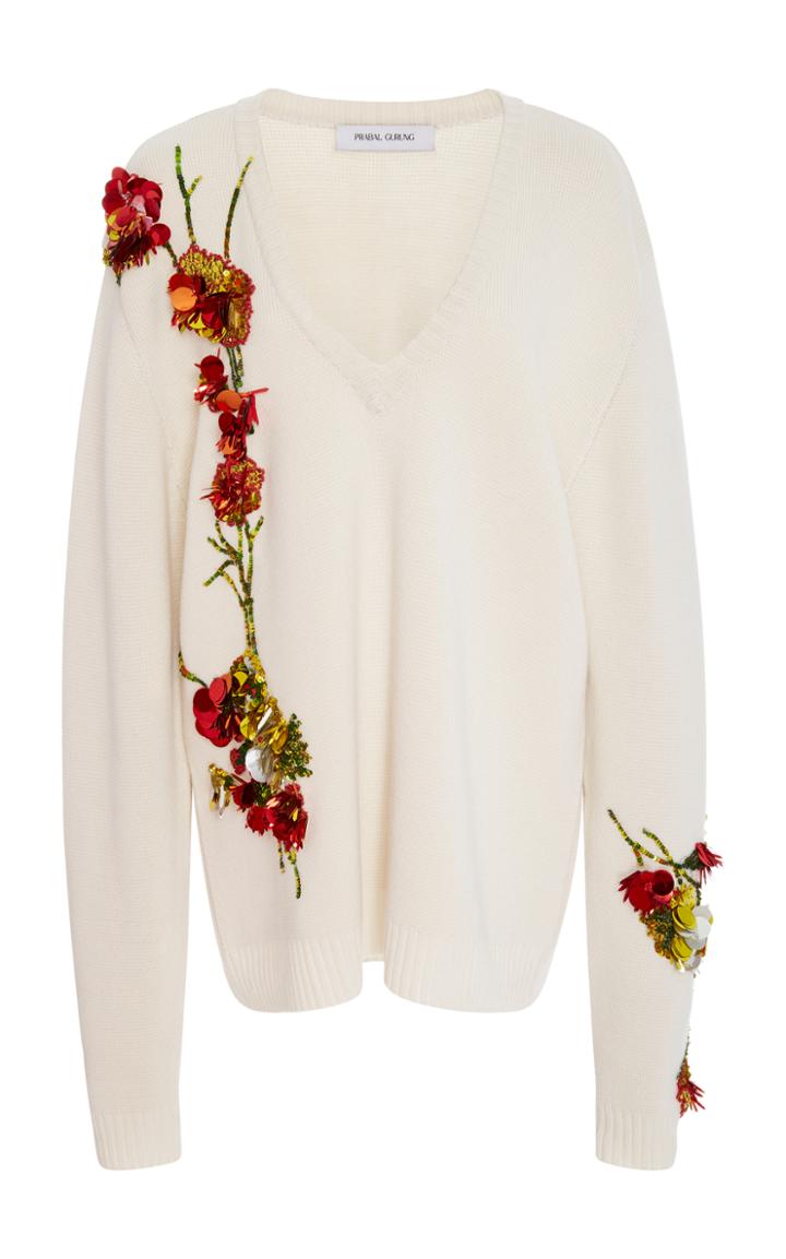 Prabal Gurung Embroidered V-neck Sweater