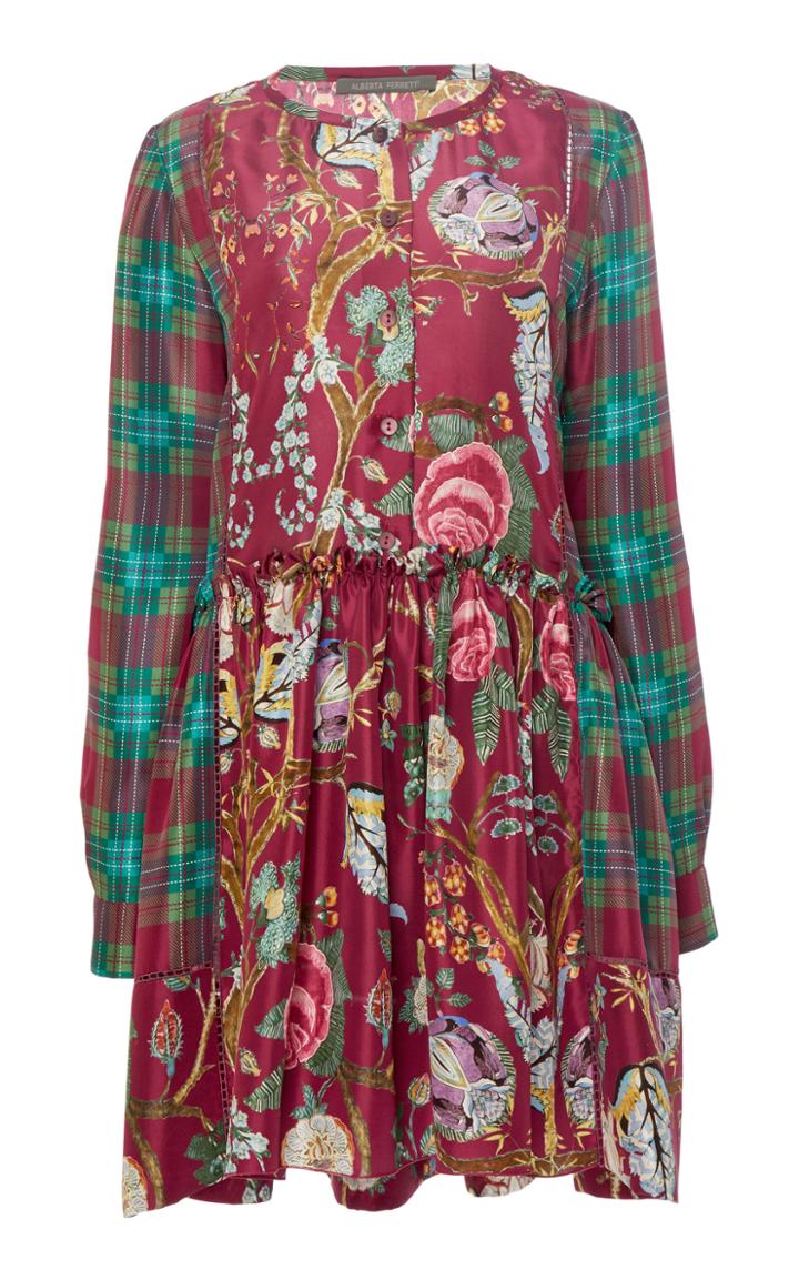 Alberta Ferretti Ruffle Mini Silk Dress