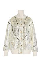 Alessandra Rich Oversized Silk Velvet Laminate Coat
