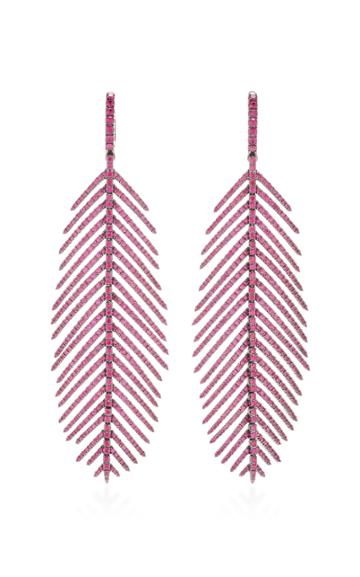 Sidney Garber Ruby Pave Feathers That Move Earrings