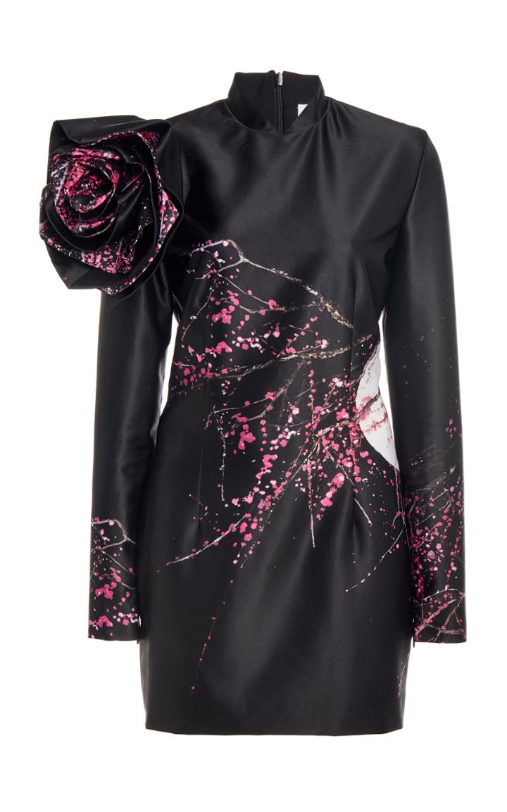 Moda Operandi Redemption Rose-detailed Printed Satin Mini Dress