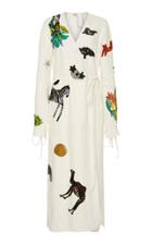 Attico Animal Embellished Wrap Midi Dress