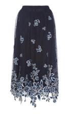 Biyan Marcia Floral-embroidered Tulle Skirt