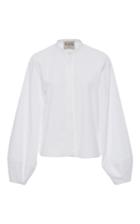 Sea Balloon Sleeve Collarless Shirt