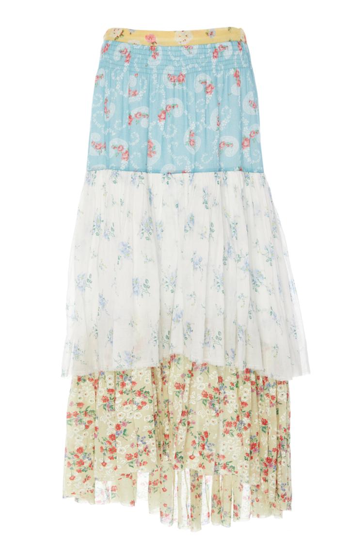 Loveshackfancy Weber Mixed Floral Print Midi Skirt