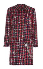Calvin Klein 205w39nyc Crew Neck Wool Tweed Coat With Patch Pocket