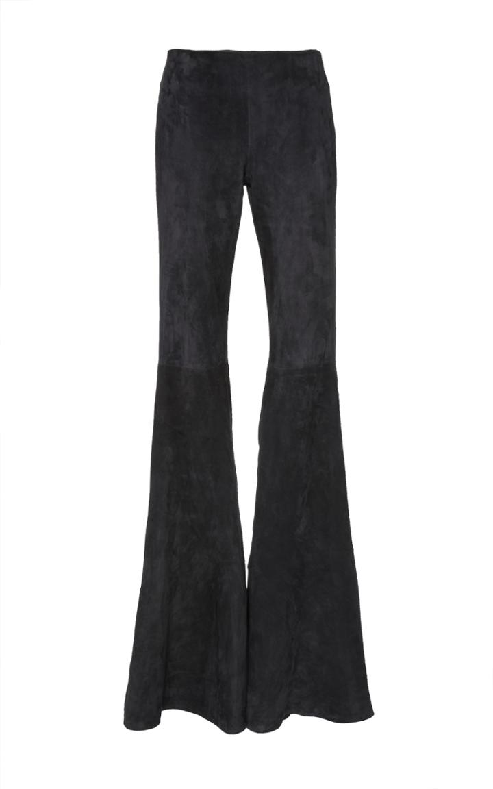 Brandon Maxwell Suede Low Rise Flare Leg Pant