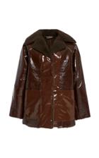 Kassl Reversible Cropped Leather-trimmed Faux Shearling Coat Size: S