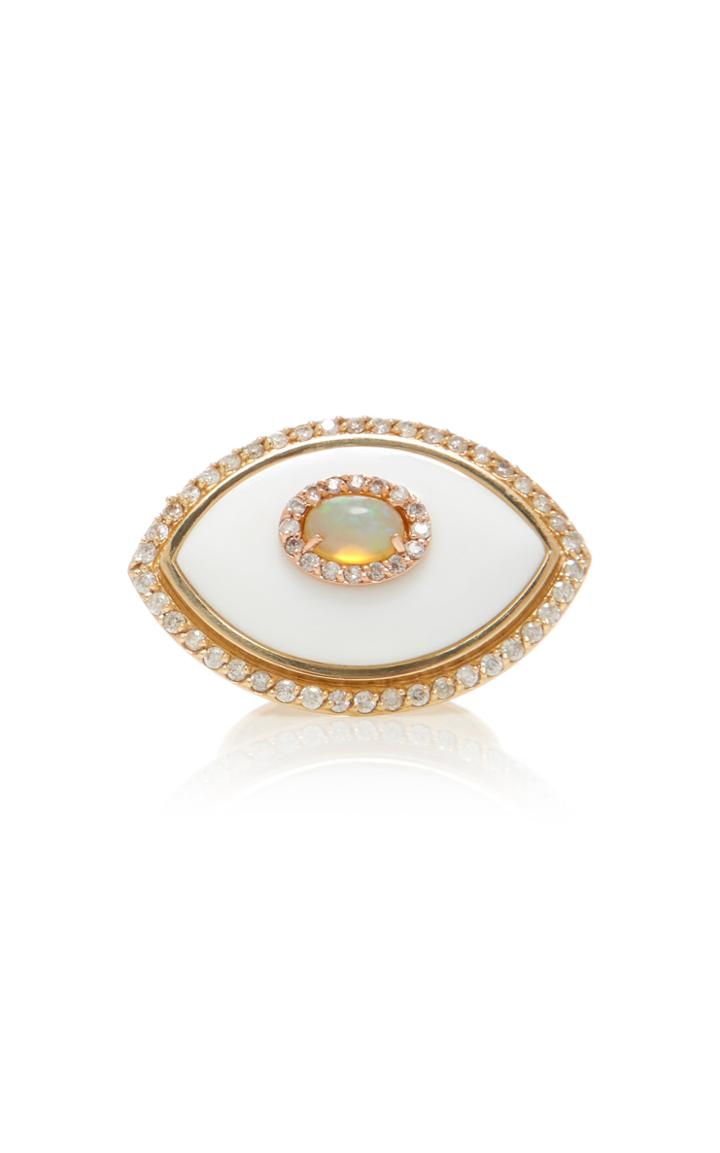 Marlo Laz Eyecon Diamond And 14k Gold Ring