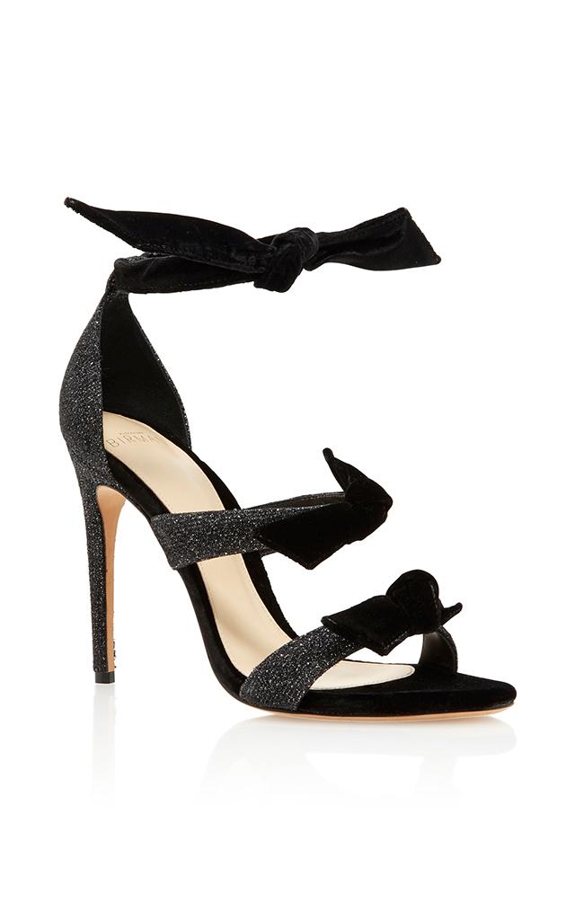Alexandre Birman Bow-embellished Velvet-trimmed Sandals