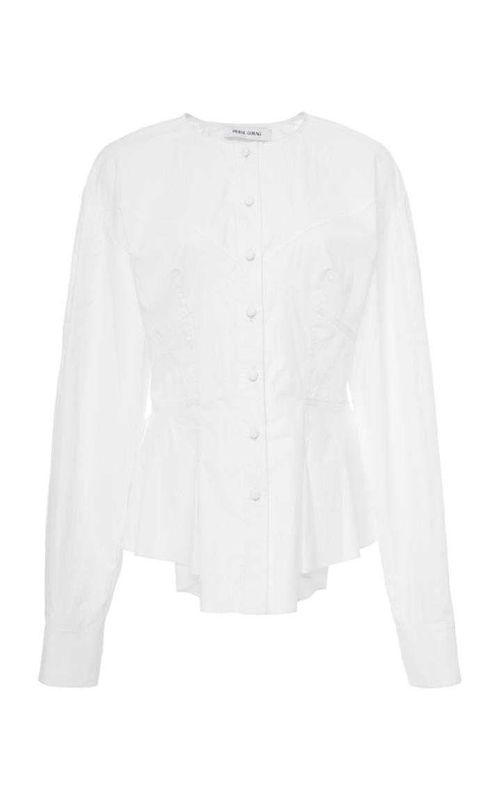 Prabal Gurung Daphne Corset Seamed Long Sleeve Blouse