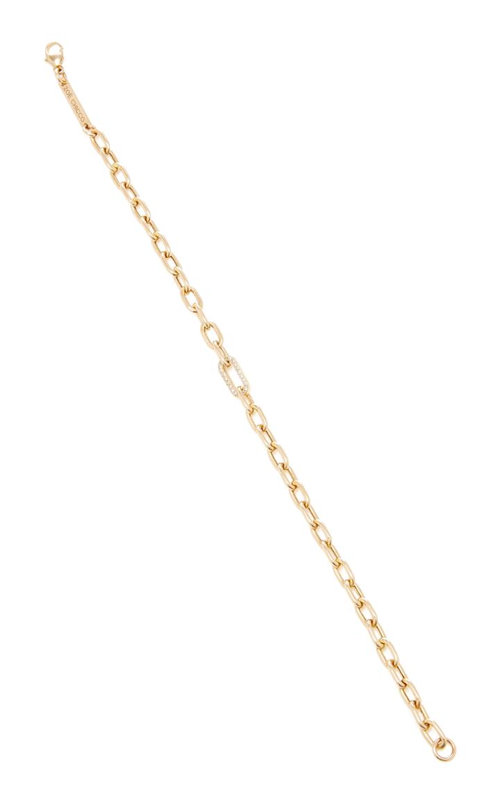 Zoe Chicco 14k Gold Medium Square Oval Link Bracelet With Single Pave Link