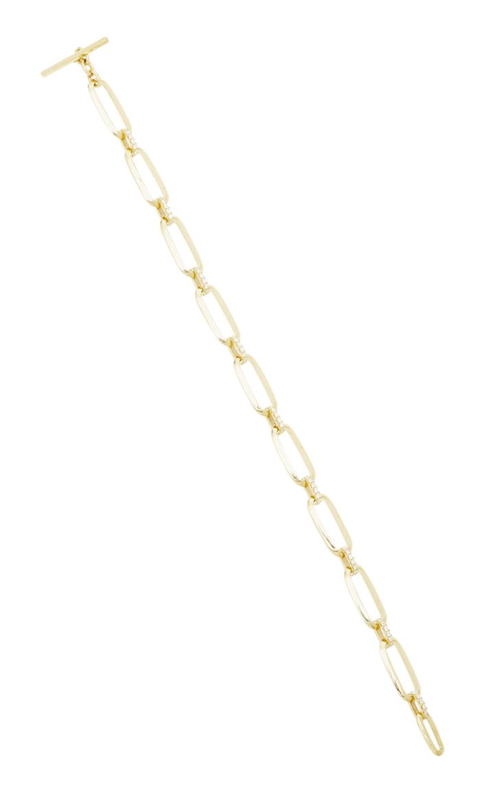 Moda Operandi Lizzie Mandler Knife Edge Flat Link Bracelet With White Diamond Pave B