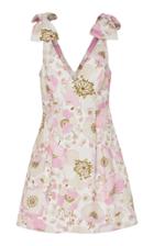 Zimmermann Tie-detailed Floral-print Linen Mini Dress
