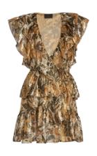Moda Operandi Dundas Metallic Ruffle Sleeved Silk-blend Mini Dress Size: 40