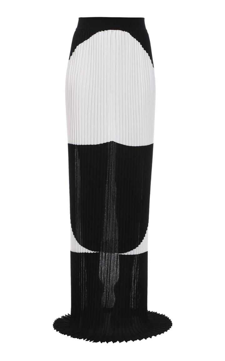 Moda Operandi Balmain Two-tone Pleated Jacquard-knit Maxi Skirt Size: 36