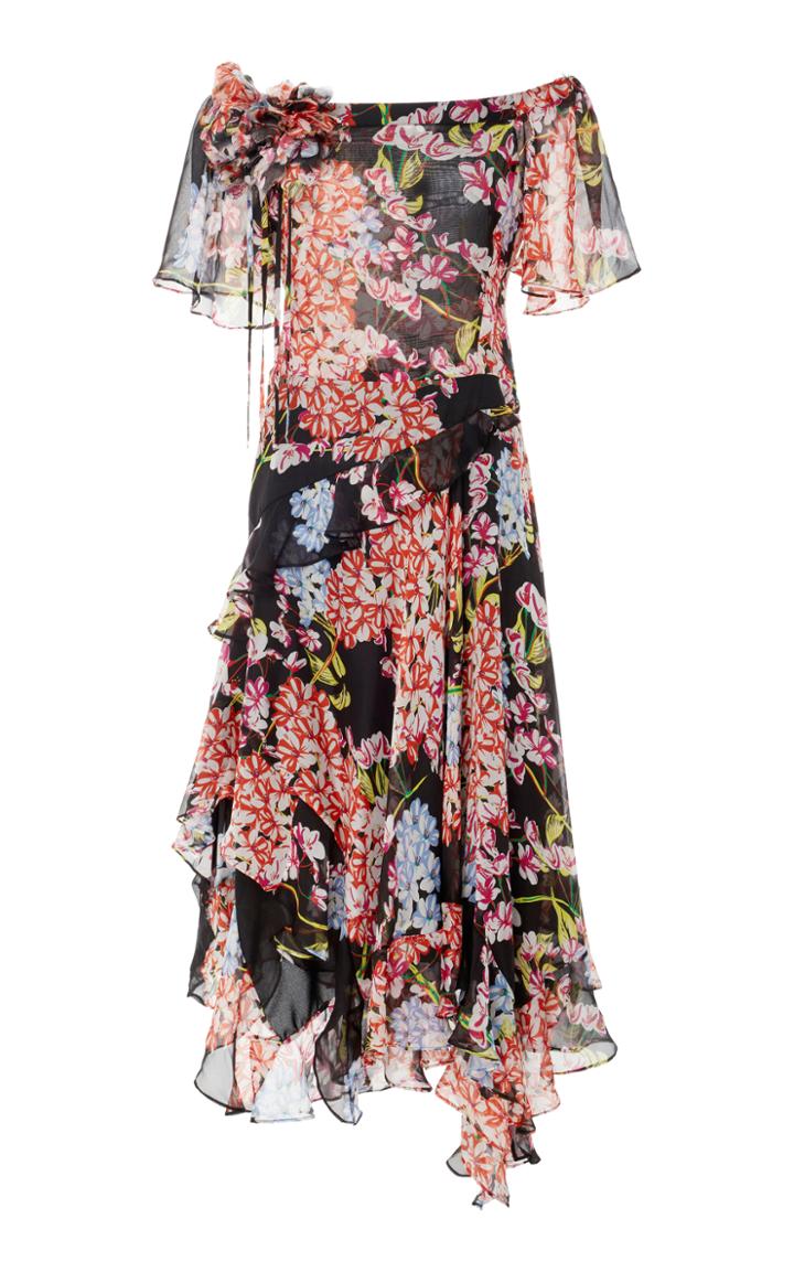 Josie Natori Floral Off The Shoulder Dress