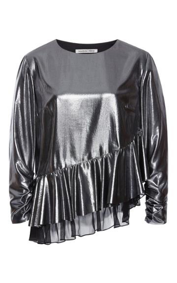 Maison Pre Metallic Peplum Top
