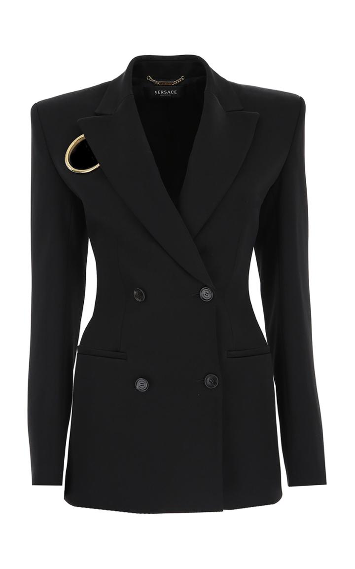 Moda Operandi Versace Cutout-detailed Crepe Double-breasted Blazer