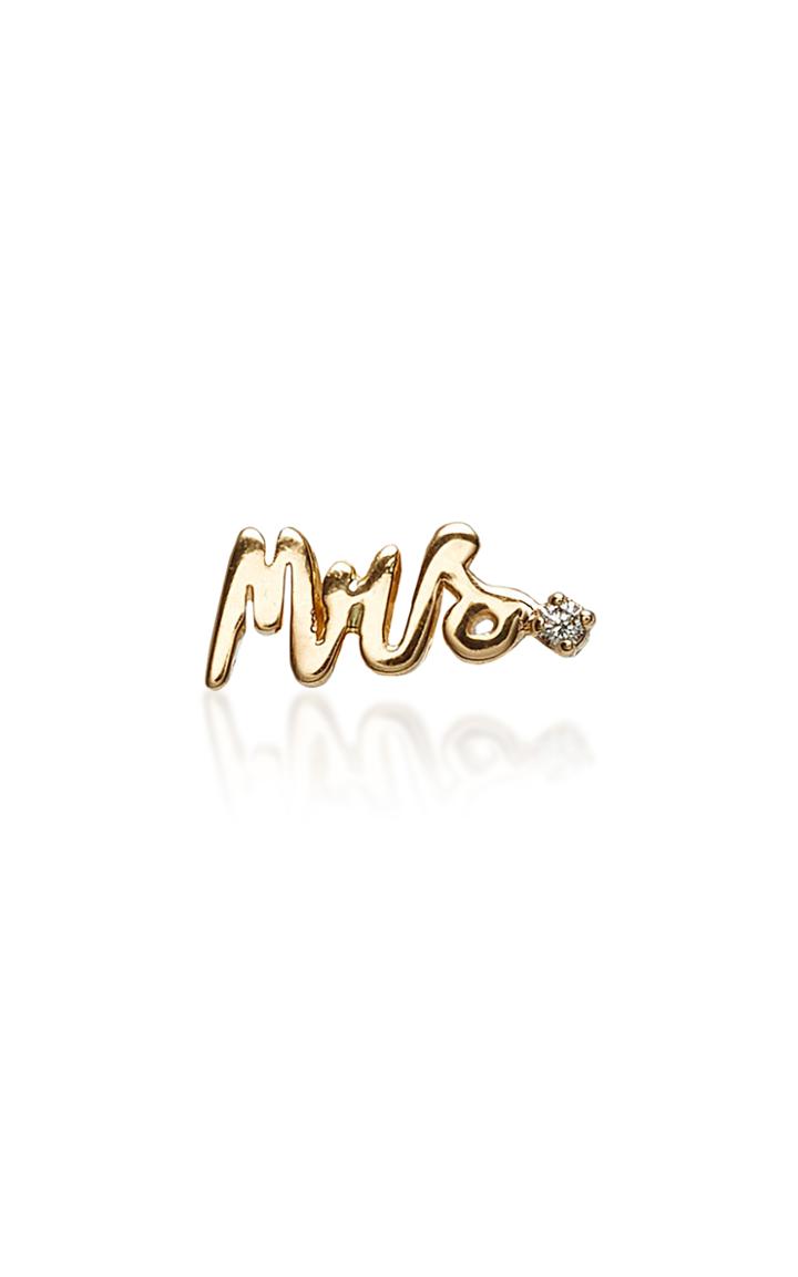 Alison Lou Mrs. 14k Gold Diamond Single Stud Earring