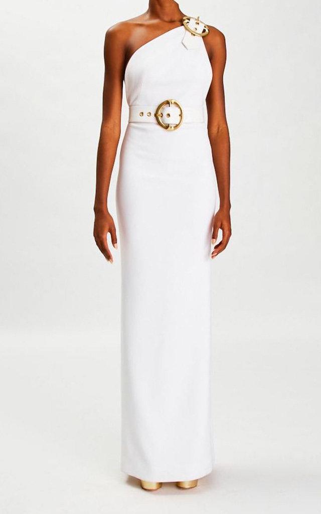 Moda Operandi Sergio Hudson Asymmetric Stretch Crepe Backless Gown