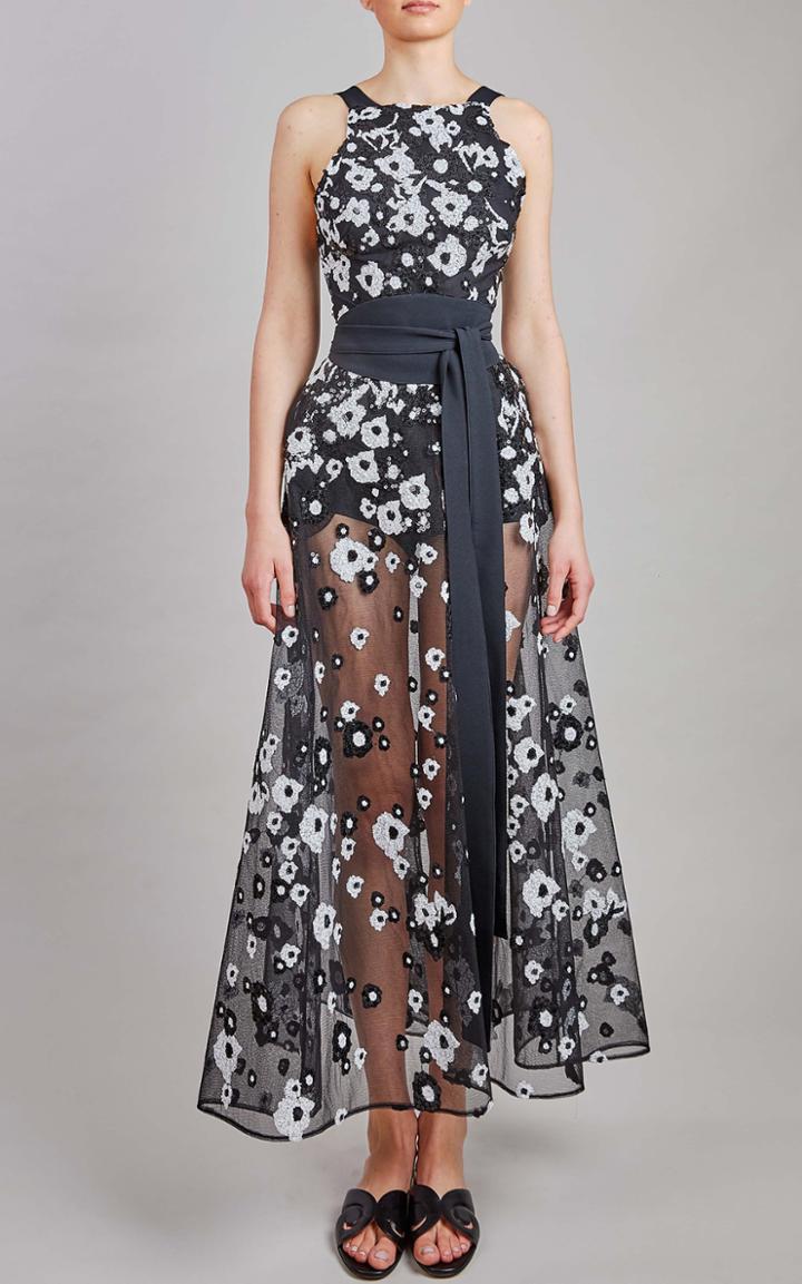 Moda Operandi Elie Saab Tulle Embroidery Midi Dress
