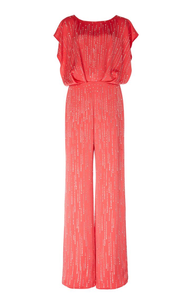 Jenny Packham Evita Sequined Satin Jumpsuit