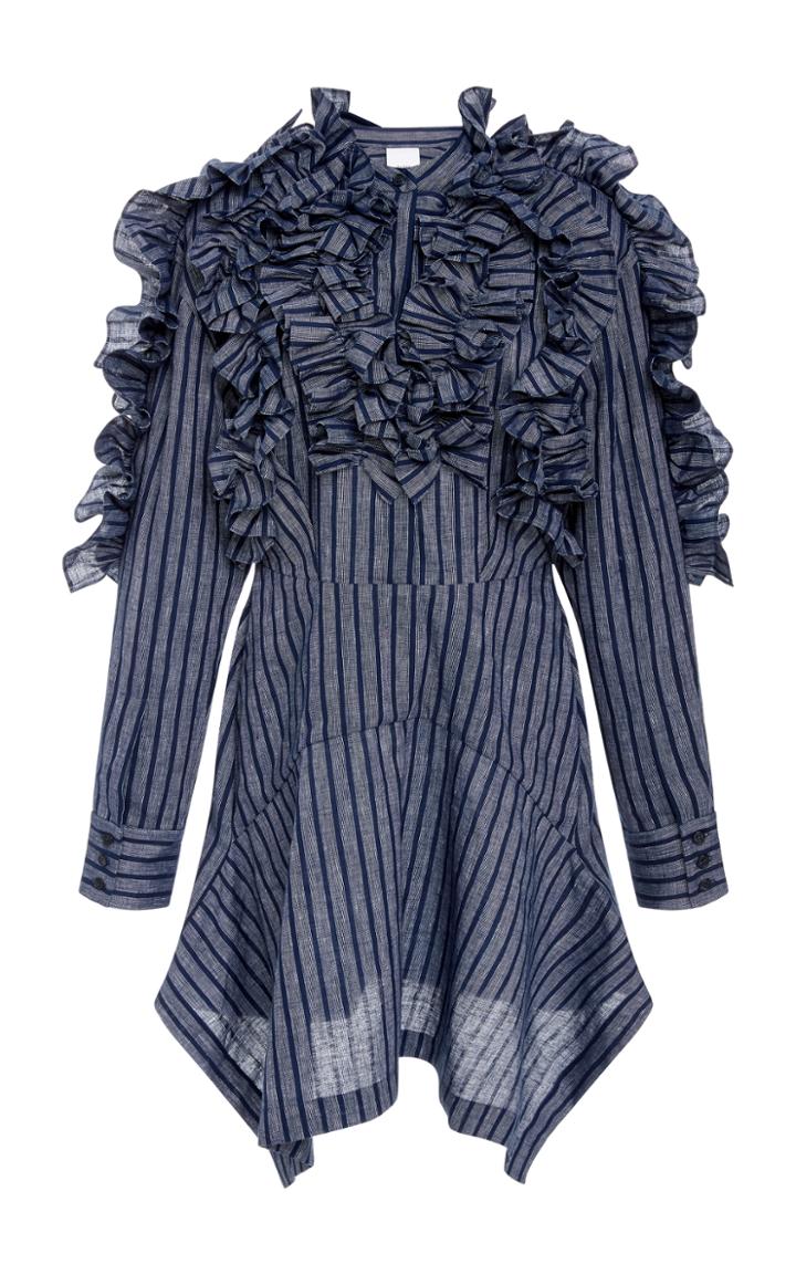 Acler Telford Accordion Ruffle Cotton Shirt Dress