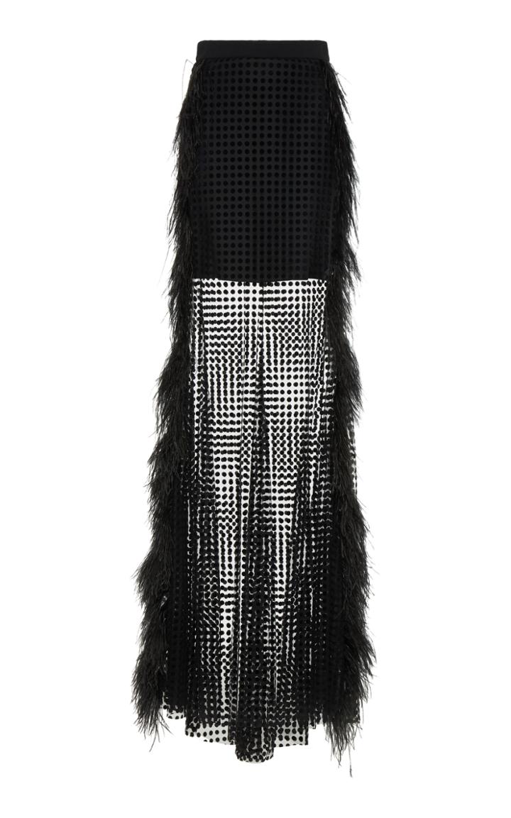 David Koma Feather Trimmed Long Skirt
