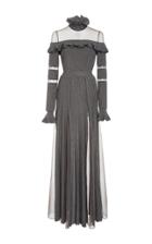 Elie Saab Ruffled Long Sleeve Knit Dress