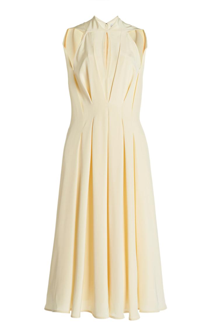 Moda Operandi Victoria Beckham Halterneck Pleated Midi Dress