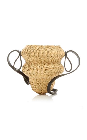 Ins Bressand Weavy Mini Leather-trimmed Straw Shoulder Bag