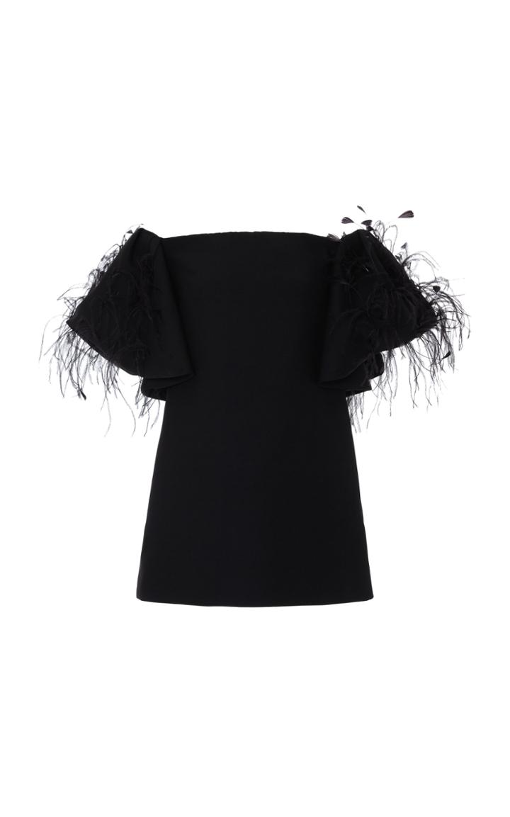 Moda Operandi Valentino Off-the-shoulder Feathered Mini Dress Size: 36