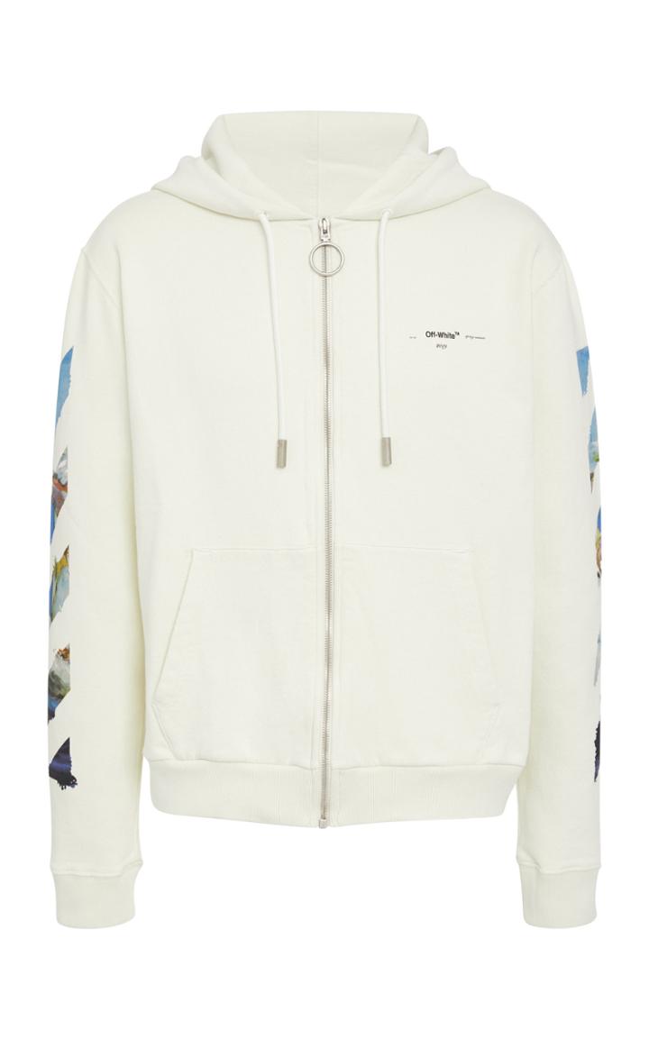 Off-white C/o Virgil Abloh Stripe And Arrow Cotton Zip Hoodie