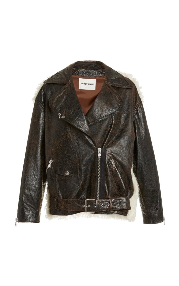Moda Operandi Sandy Liang 4ever Shearling Moto Jacket