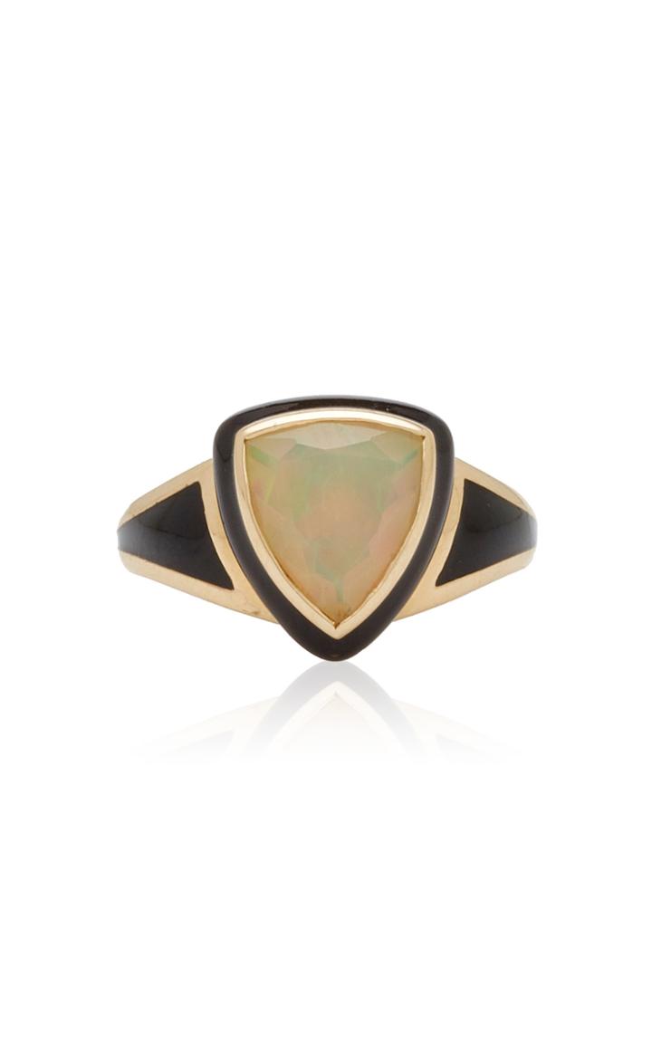 Moda Operandi Santo By Zani Navy Enamel Opal Shield Poison Ring Size: Us4
