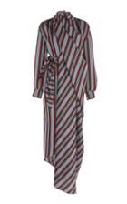 Maison Rabih Kayrouz Striped Satin Draped Dress