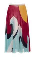 Red Valentino Wave Print Plisse Skirt