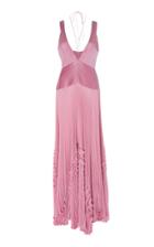 Alexis Bellona Pleated Paneled Georgette Gown Size: Xs