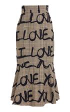 Silvia Tcherassi I Love You Embroidered Cady Skirt