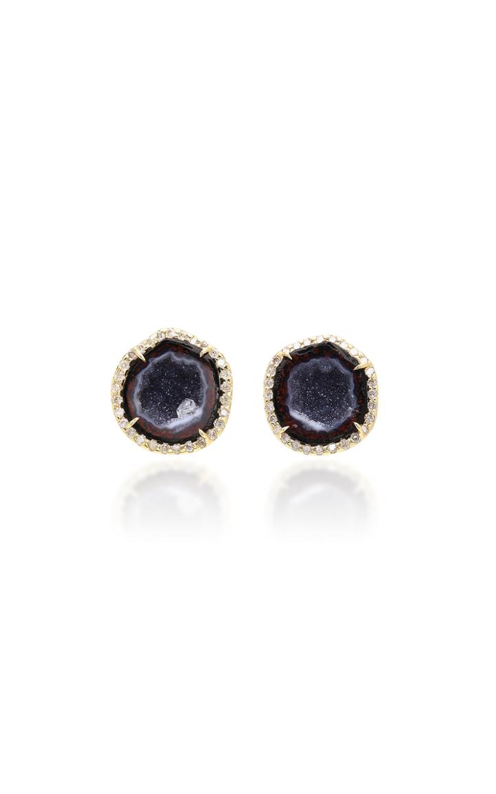 Kimberly Mcdonald 18k Gold Diamond And Blue Geode Earrings