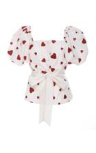 Rodarte Tie-detailed Heart-flocked Tulle Top