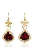Erica Courtney Open Center Garnet Drop Earrings And Pear Earring Drops In Garnet