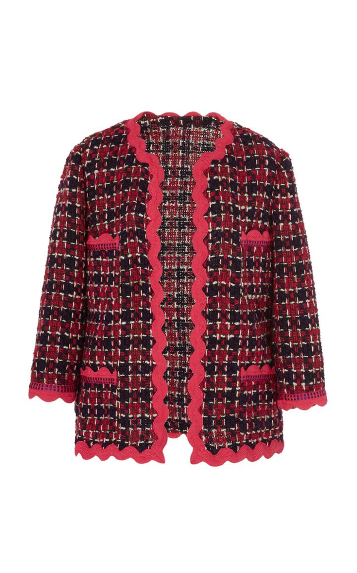 Anna Sui Scallop-trimmed Chunky Check Jacket