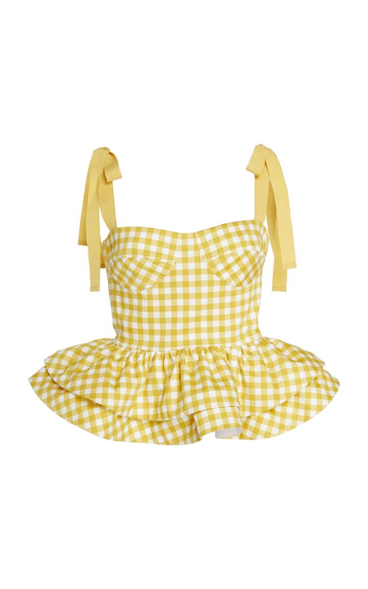 Silvia Tcherassi Gingham-patterned Junquillo Peplum Top