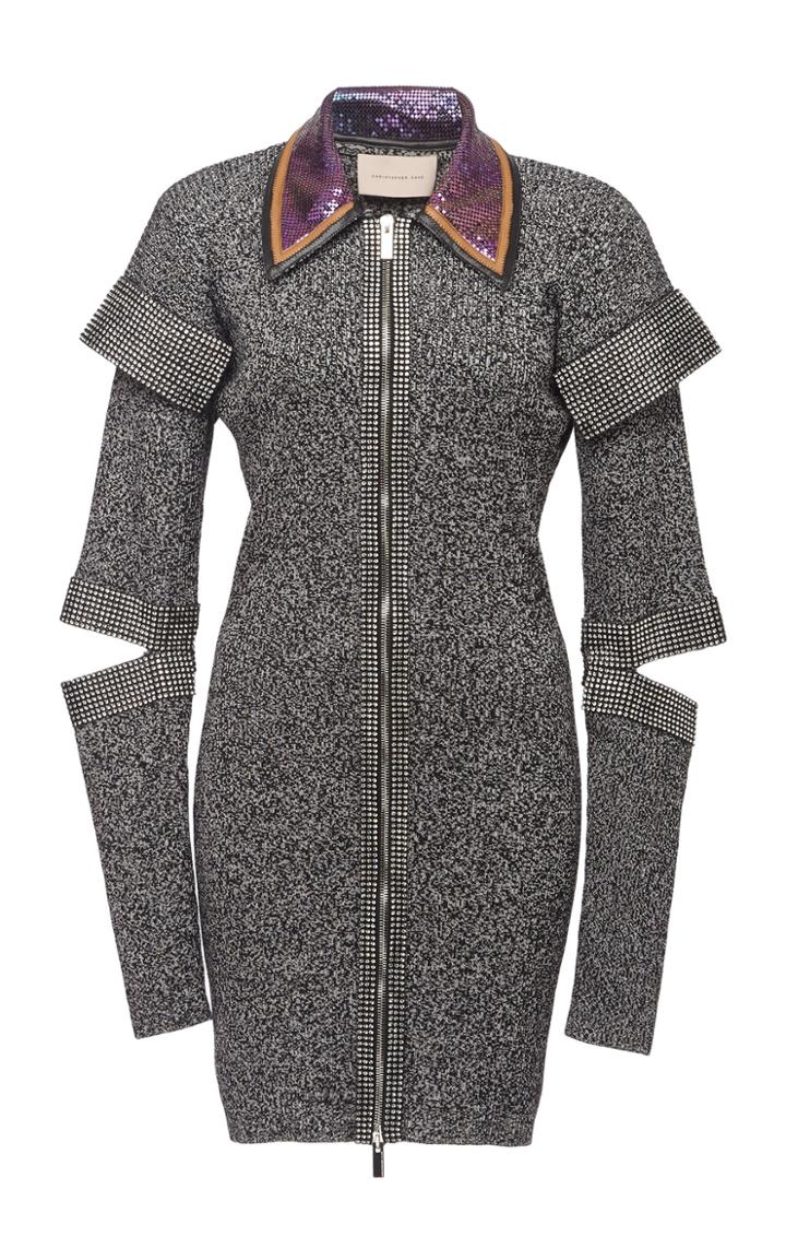 Christopher Kane Metallic Wool Silk Dress