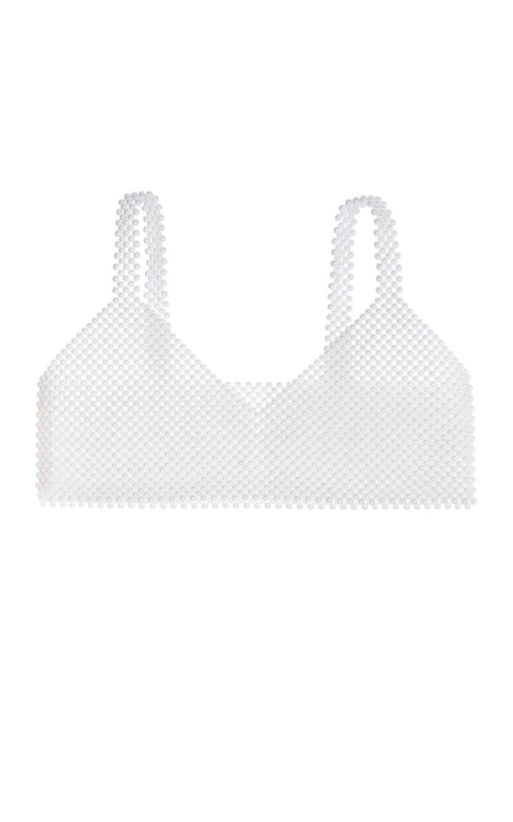 Bevza Pearl Beaded Crop Top