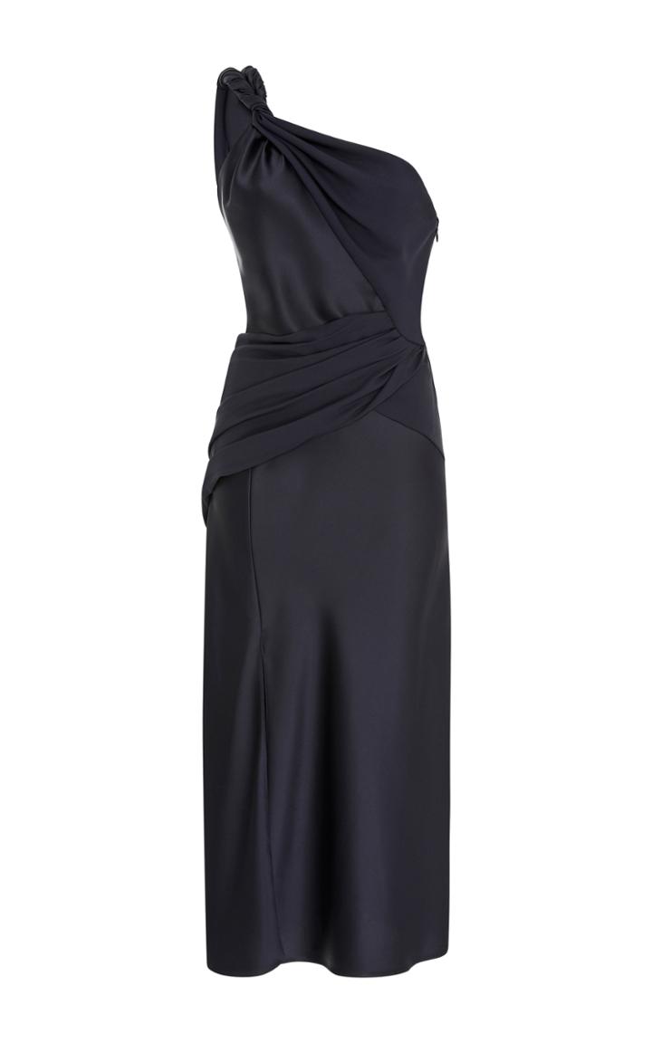 Versace Gathered One Shoulder Dress